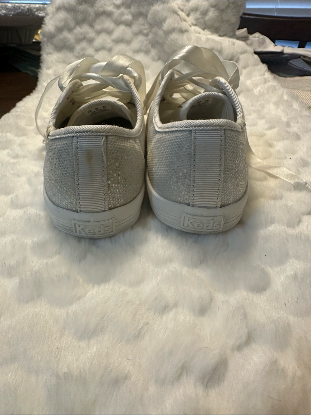 Keds Kids White Sparkle Sneakers with Satin Laces - Picture 4 of 4